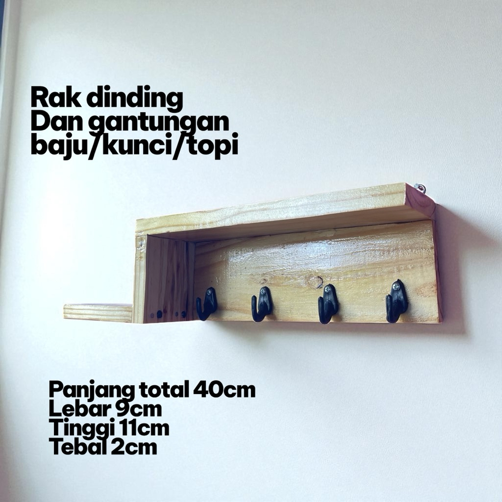 rak dinding / gantungan kunci / kapstok baju kayu estetik