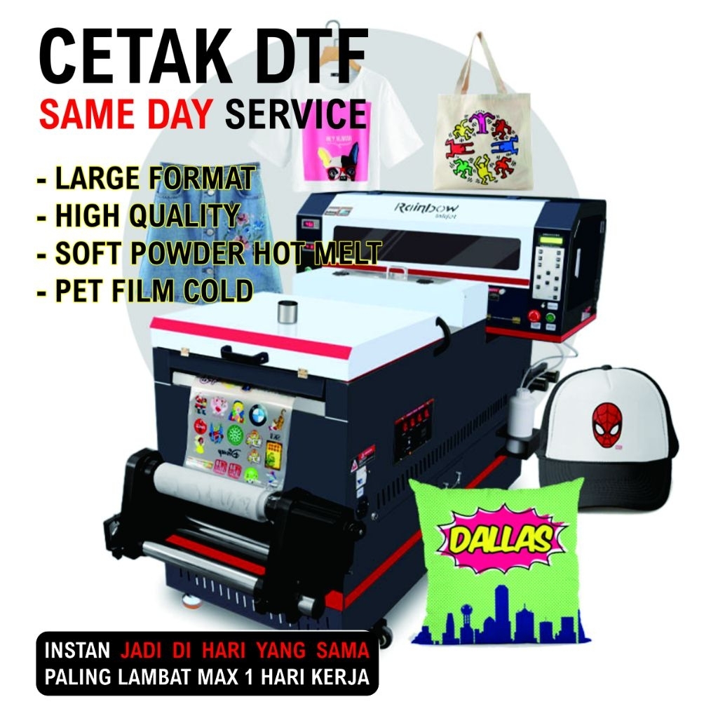 CETAK DTF SATUAN METERAN PRINT DIGITAL TRANSFER FILM SABLON DIGITAL UKURAN A4 A3 1METER 58X100