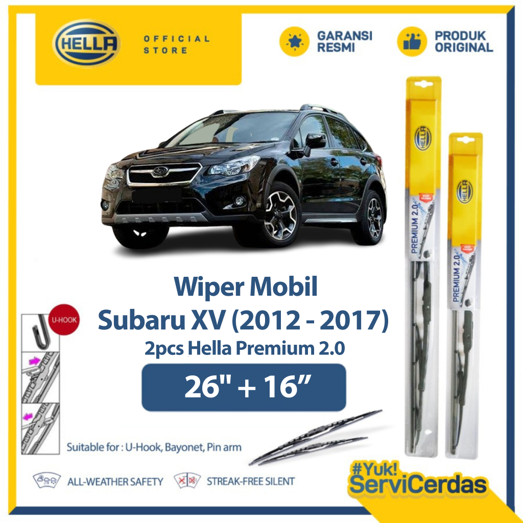 Wiper Mobil SUBARU XV 2012 - 2017 26" + 16" (2pcs) - HELLA Premium 2.0