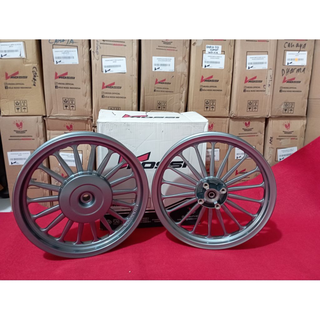 Velg Vrossi Vario 110 Beat Scoopy Galaxy Palang 18 Gun Metal 185/215-14 Veleg Motor Original V Rossi