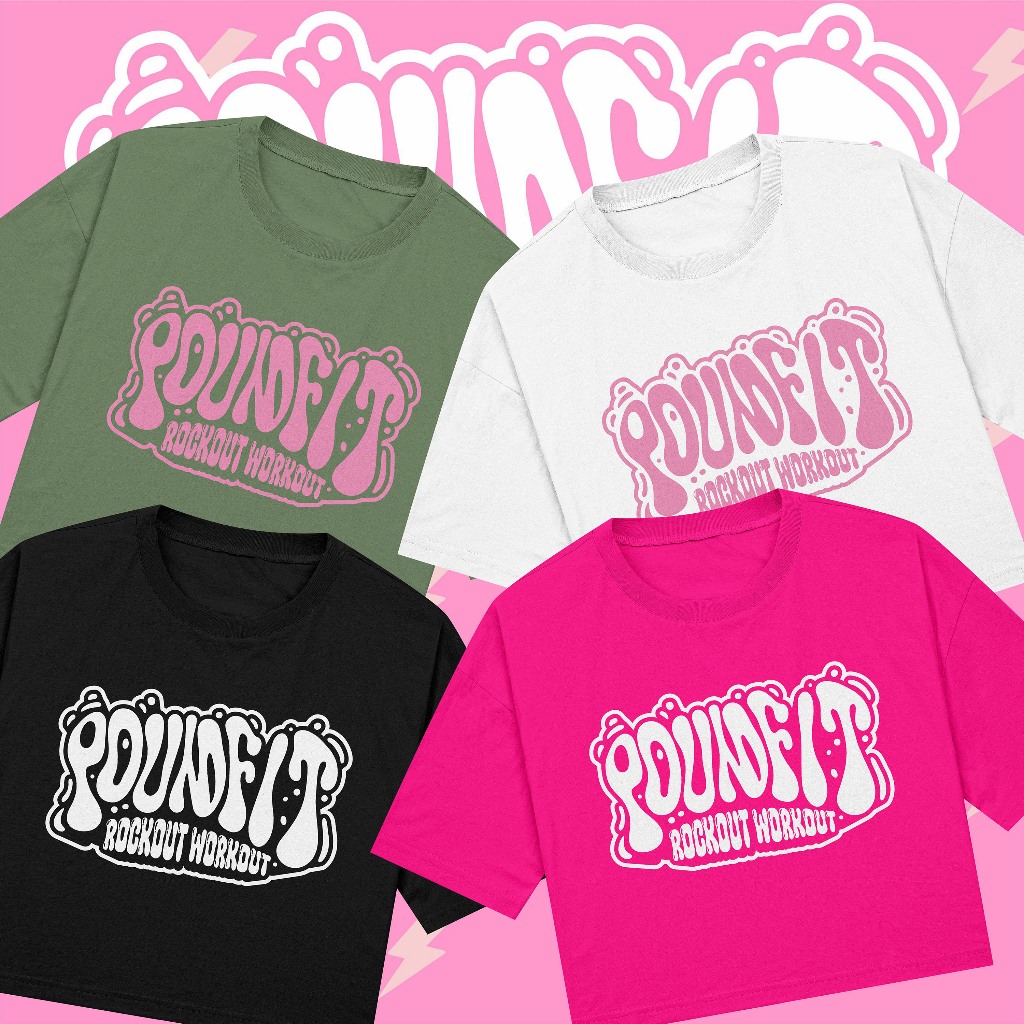 Kaos PoundFit Croptop "Pound Liquid" - Pound fit/Kaos Olarahga Cewek/Croptop Kaos Senam/Kaos Cewek