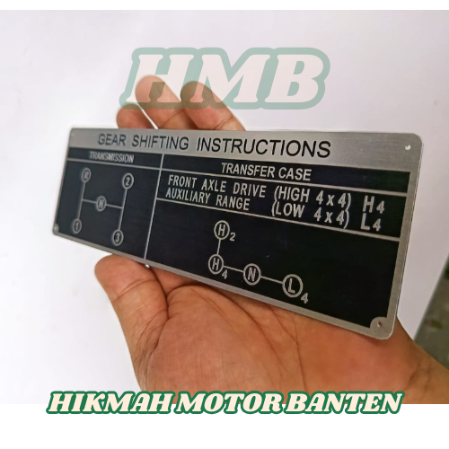 Plat Emblem Gear Shifting Instruction 3 Speed Toyota Landcruiser Hardtop FJ40series Huruf Timbul