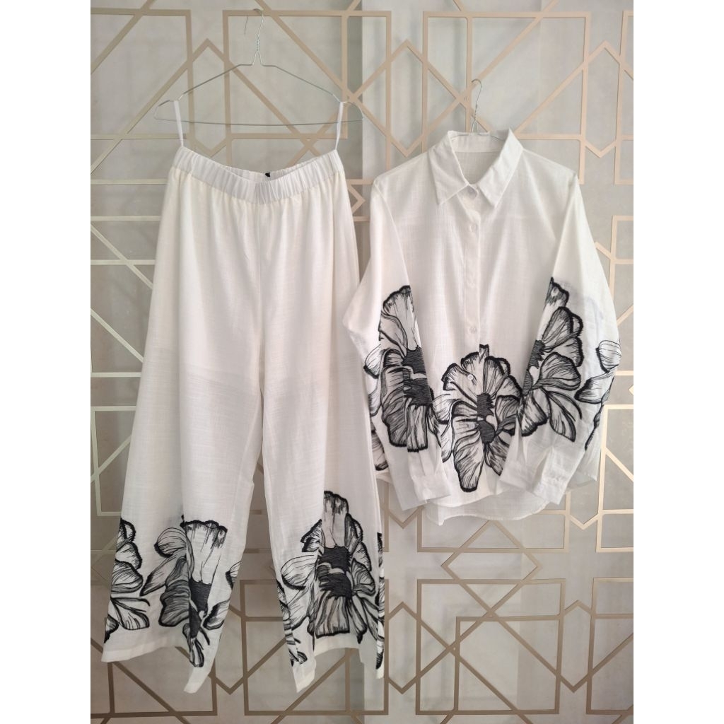 FLEUR Set | Kemeja dan Celana Wanita dengan Motif Bunga (2 WARNA)|| Set Wanita || Kemeja Wanita || C