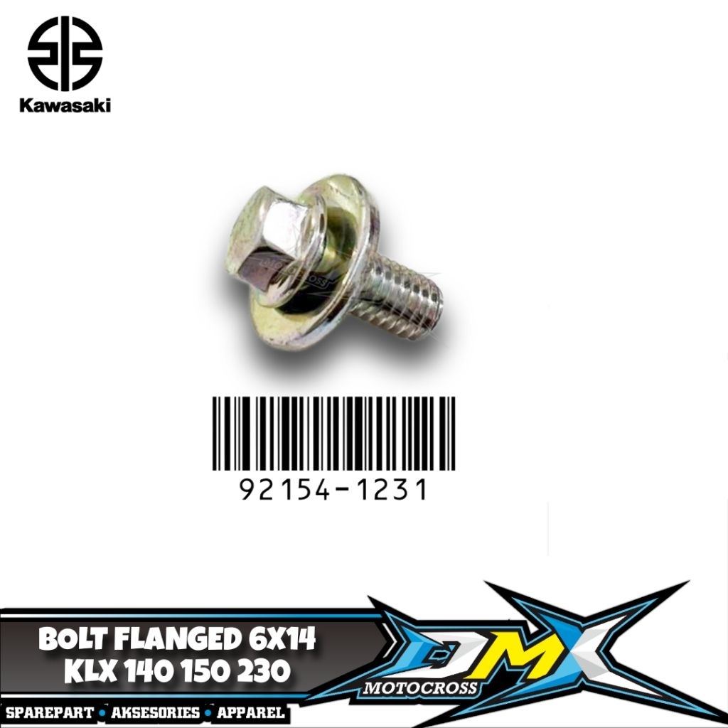 BOLT FLANGED 6X14 BAUT COVER BODY KLX 140 150 230 BAUT FLAP MONOSHOCK KLX 140 150 230 BAUT TUTUP AKI