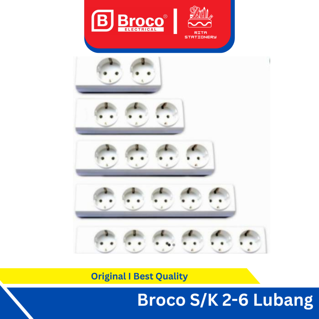 Broco STOP KONTAK 1 2 3 4 5 6 LUBANG / TERMINAL / COLOKAN LISTRIK BROCO / COLOKAN KUNINGAN SNI