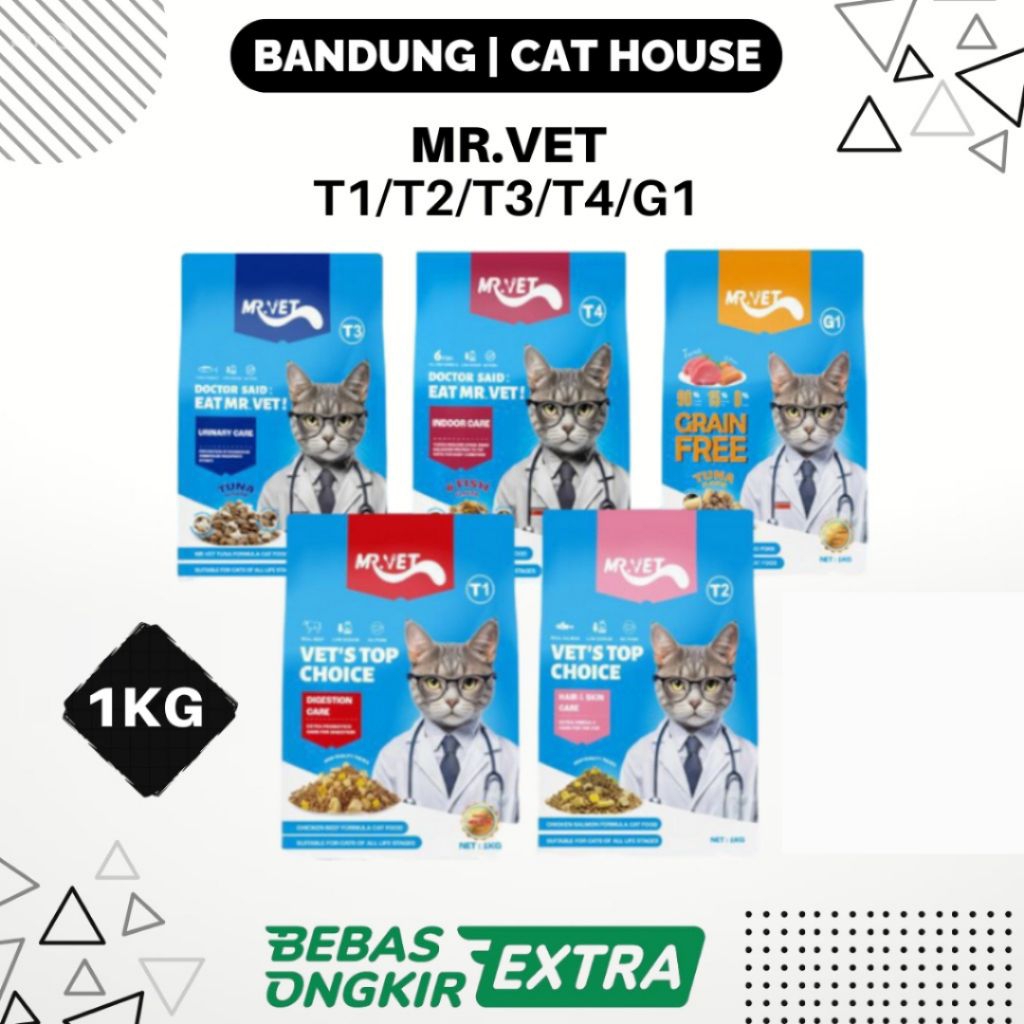 MR. Vet VET'S TOP CHOICE 1KG Cat Dry Food Makanan Kering Kucing