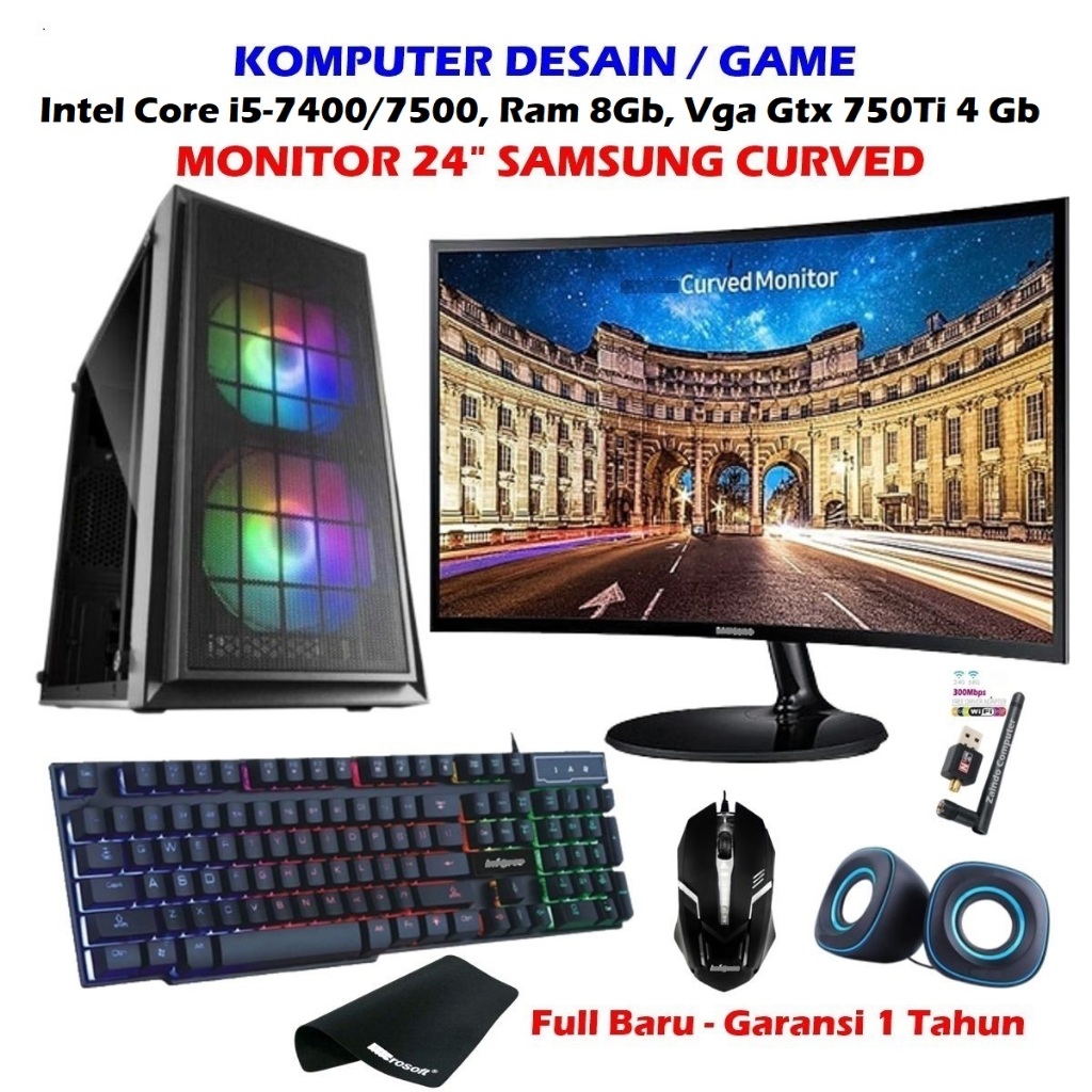 PAKET KOMPUTER GAMING INTEL CORE I5-7500 GEN 7 - PAKET KOMPUTER DESAIN INTEL CORE I5-7400 - RAM 8GB,