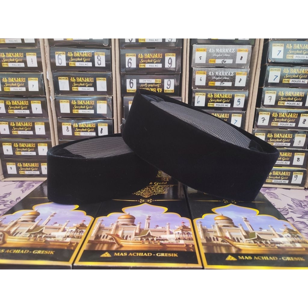 Songkok Nasional Al Banjari  -  Peci Hitam Elegan Pria Muslim/Peci Nasional Hitam Premium Anak dan D