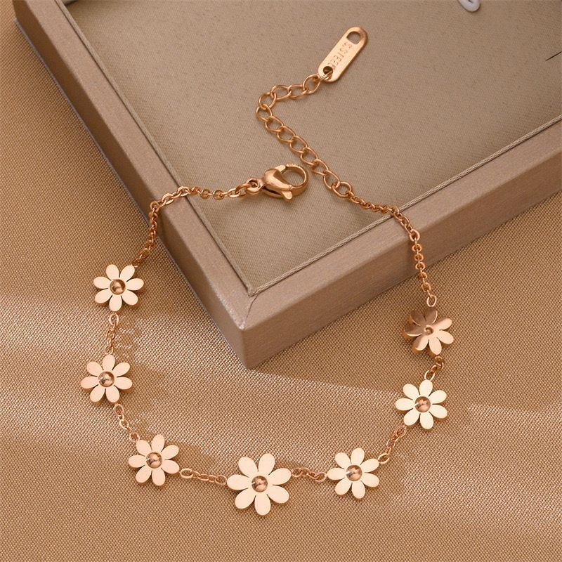 gelang titanium asli bunga daisy cantik diamonde