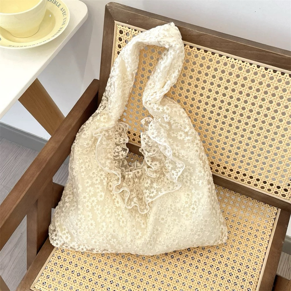 𐙚 BSOFTLY - Tas Kanvas Daisy Renda Peri - Tas Bahu Wanita