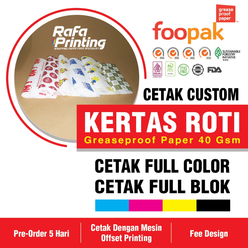 CUSTOM Kertas Roti Foodgrade Full Color
