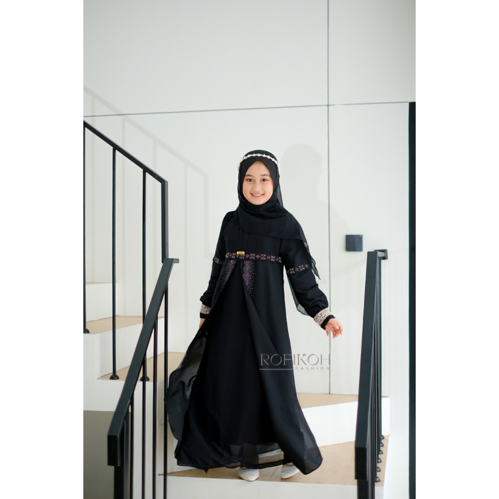 Gamis Anak Perempuan Jersey Muslim 3-13 Tahun & Dress Jubah Abaya Pakaian Ngaji Manasik Haji TK Keci