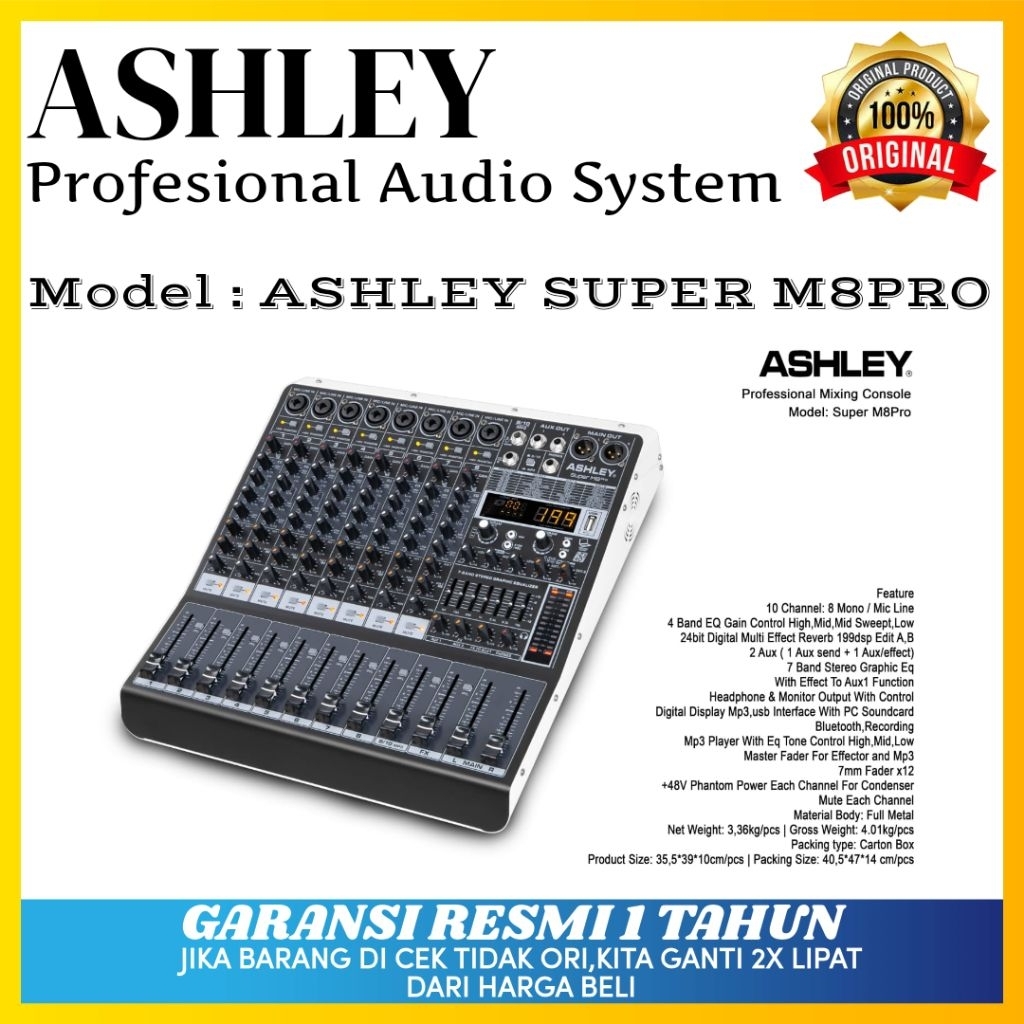 Mixer Ashley Super M8pro Original Mixer Ashley 8 Channel Bluetooth