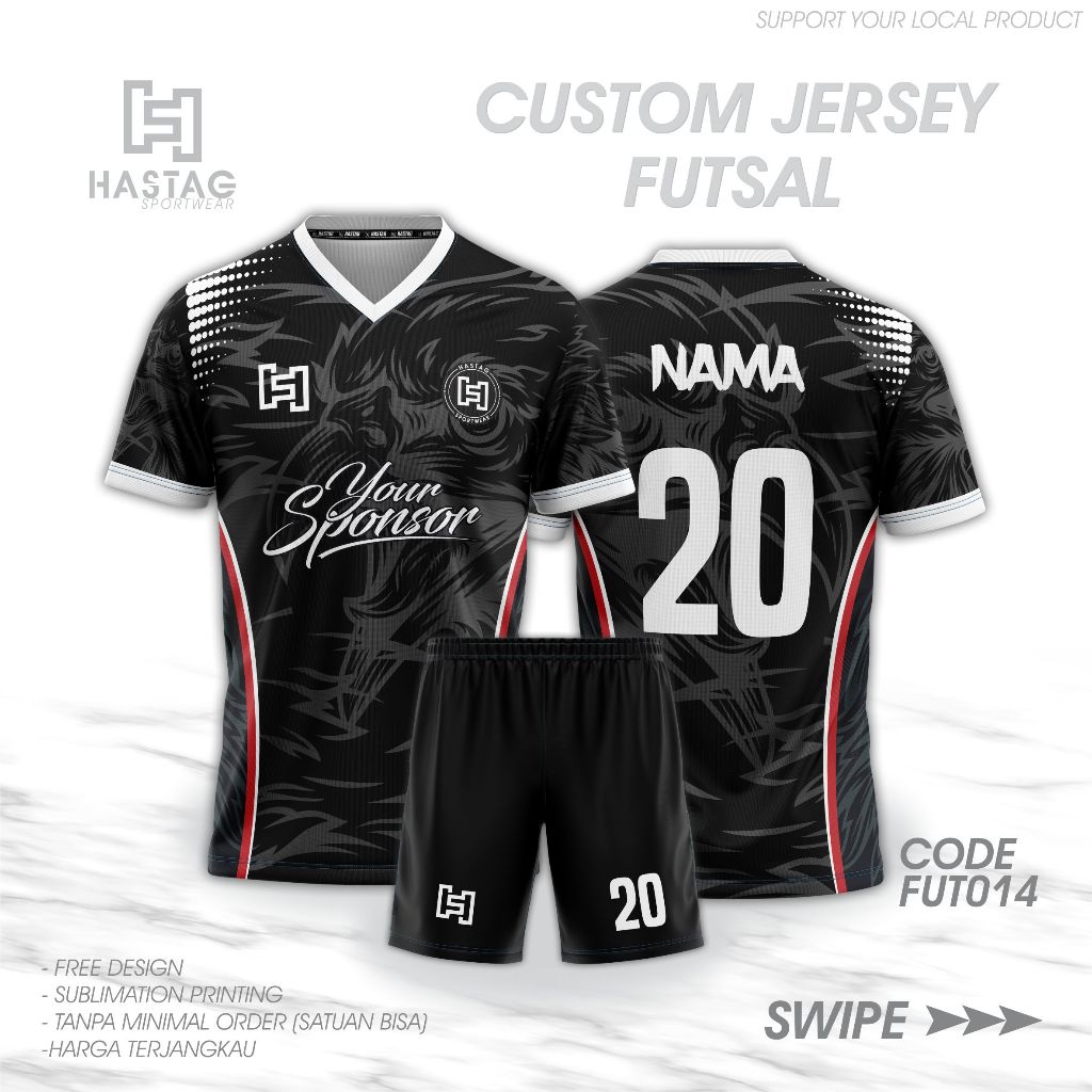 JERSEY CUSTOM FUTSAL SEPAKBOLA FULL PRINTING FREE DESIGN NAMA NOMOR LOGO SPONSOR HSTG014