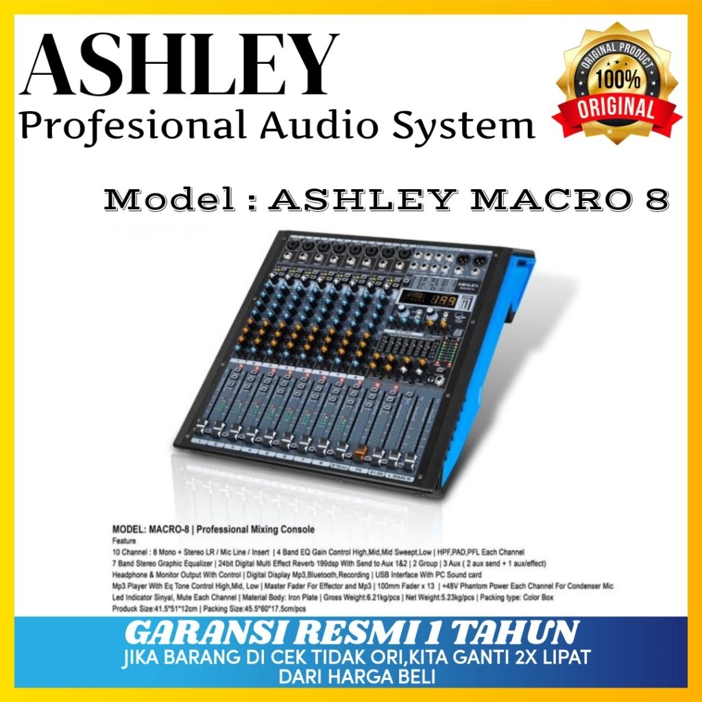Mixer Ashley Macro 8 Original Mixer Ashley 8 Channel Bluetooth