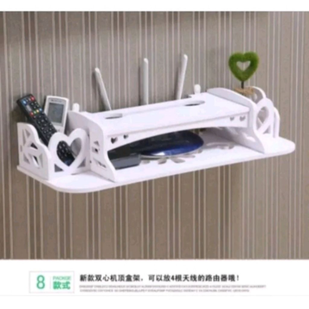 Rak Gantung Router Wifi Tempat Remote TV DVD Speaker Organizer Rak Mengambang Vintage