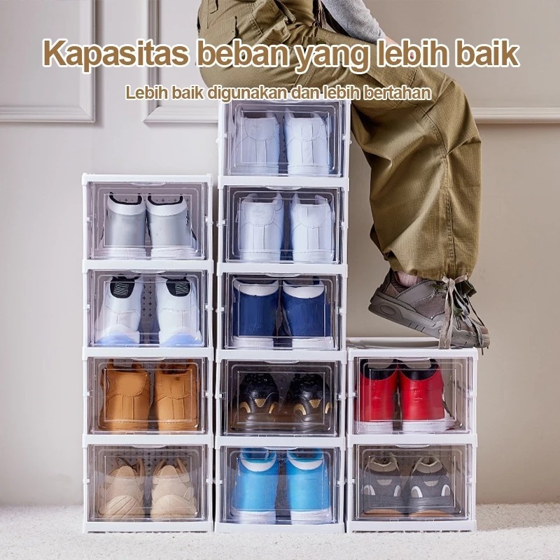 Luckybest Rak Sepatu Plastik Rak Sepatu Susun Tertutup Rak Sepatu Lipat 3 susun dan 6 susun Rak serb