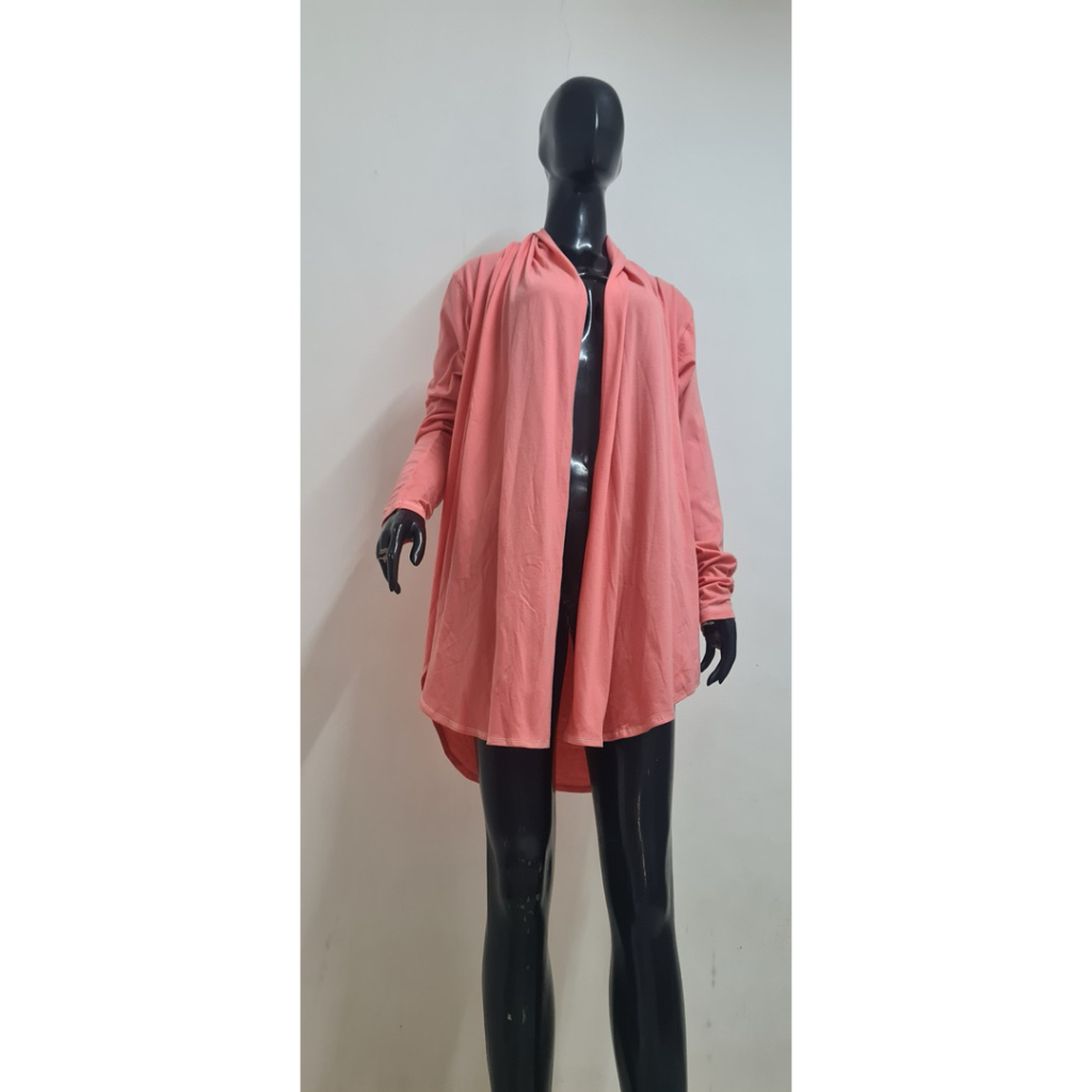 Cardigan basic polos lengan panjang kaos katun, outher premium