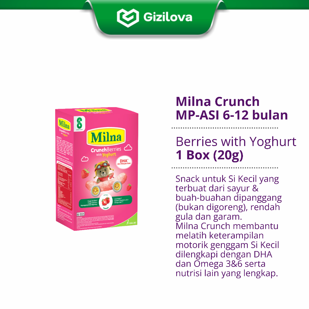 GiziLova | Milna Crunch Box 20 gram Camilan MP-ASI Bayi 6 Bulan+ Kerupuk Kriuk Snack Aman Baby