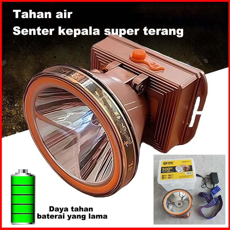 Senter Kepala Super Terang Anti Air Tahan Lama/Daya tahan baterai yang lama/Dengan pengisi daya