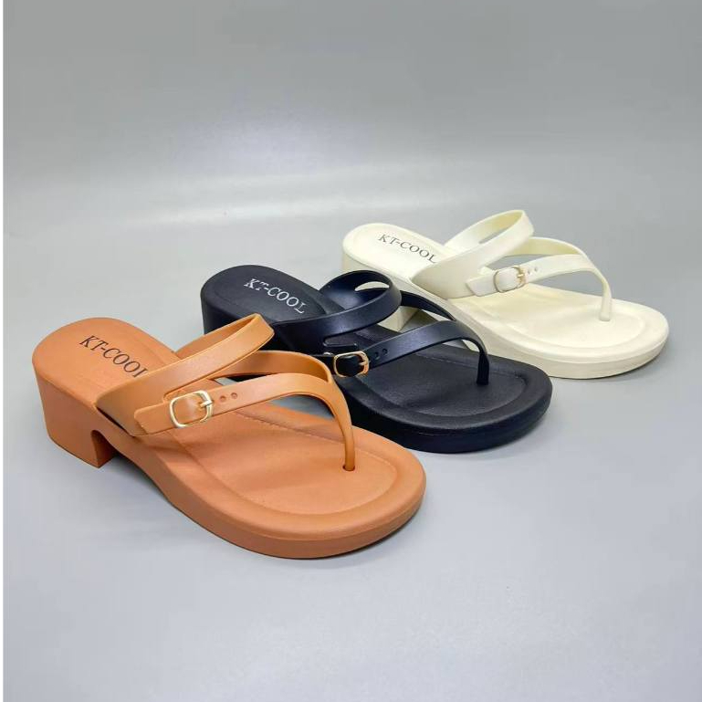 PROMO 9.9 (Size 37-40) 2007 Sandal Wanita Sandal Wedges Jepit Hak Tinggi Gaya Fuji Kekinian