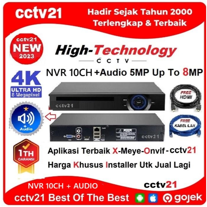 NVR 9CH / 10CH 5MP UP To 8MP 4K +Audio High Technology Aplikasi Terbaik XMEYE Harga Installer cctv21