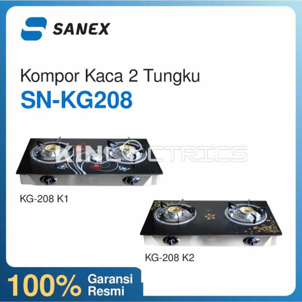 KINLECTRICS Kompor Gas SANEX 2 Tungku Kompor Gas Kaca SN-KG208 K1/K2 100% Original Garansi Resmi
