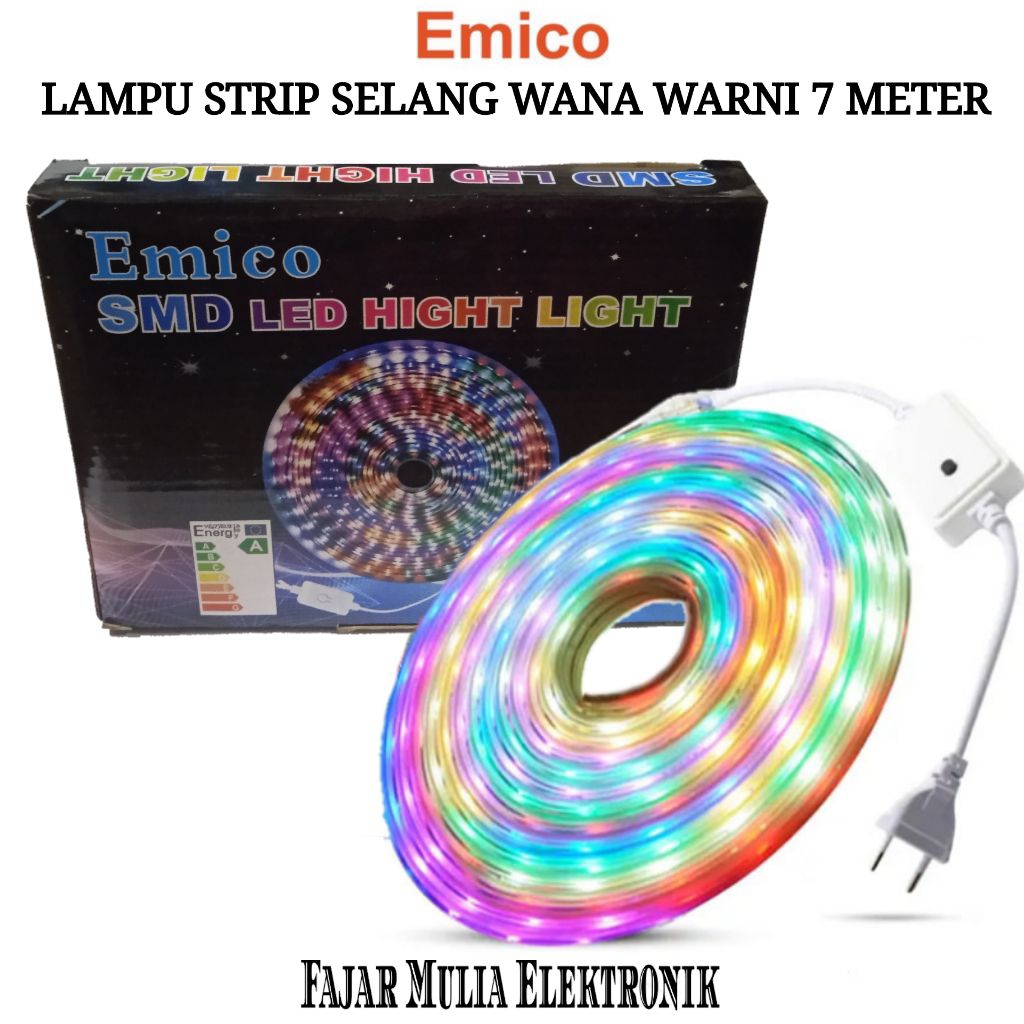 Emico Lampu LED Strip Selang Outdoor Warna Warni 7 Meter