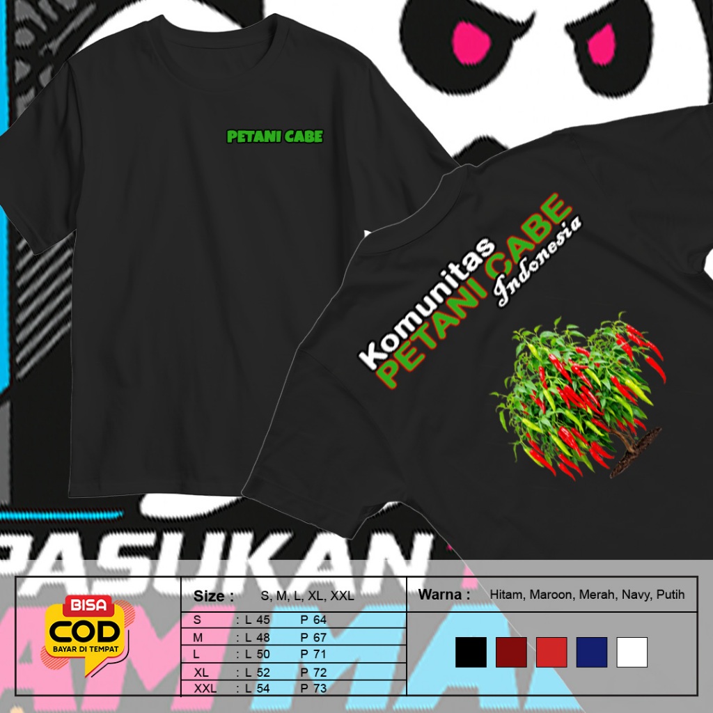 BISA COD | BAJU KAOS PETANI CABE INDONESIA - KAOS PETANI MUDA - KAOS PETANI MILENIAL | WARNA HITAM P