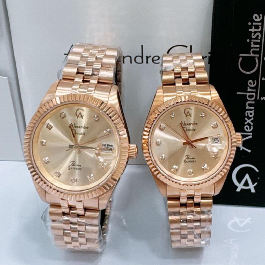 jam tangan couple Alexandre christie AC5013  AC 5013(kaca sapphire) watches stainless-full rosegold
