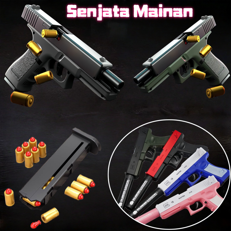 Semi-auto Senjata Mainan Mainan Pistol Glock Pertempuran Luar Ruangan Menembak Mainan Shell Melempar