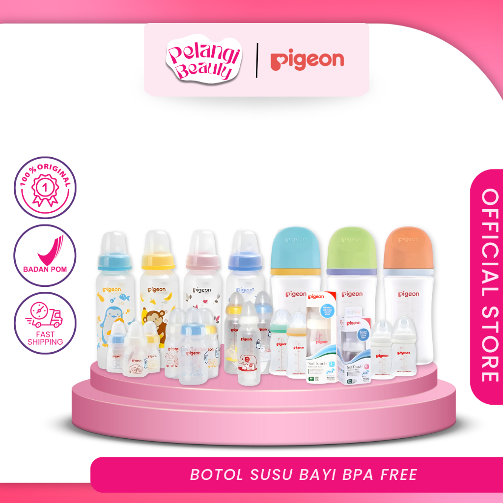 PIGEON Bottle All Varian - Botol Susu Bayi Softouch Peristaltic Plus 50ml, 160 ml & 240 ml/80z
