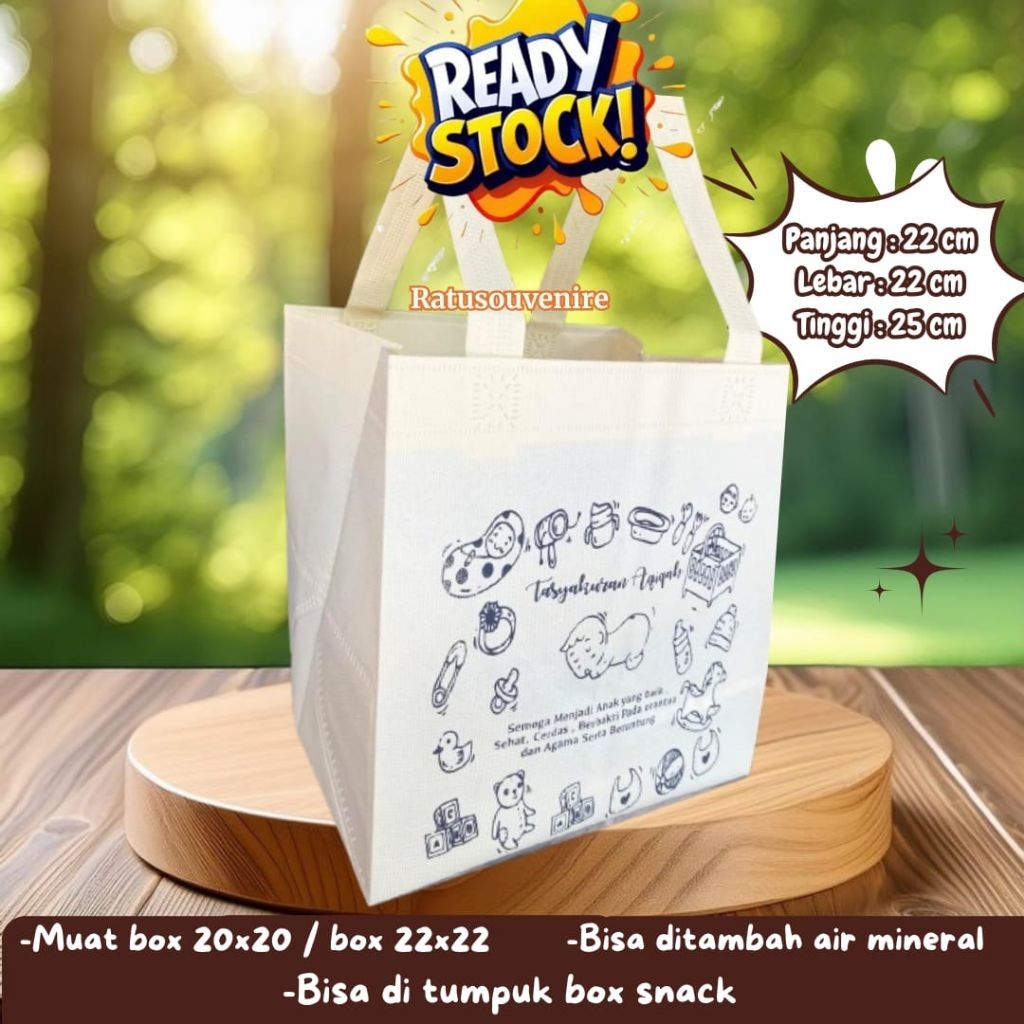

Tas Aqiqah Ready stok Tas sablon Tas Pres spundbond goodiebag jumbo