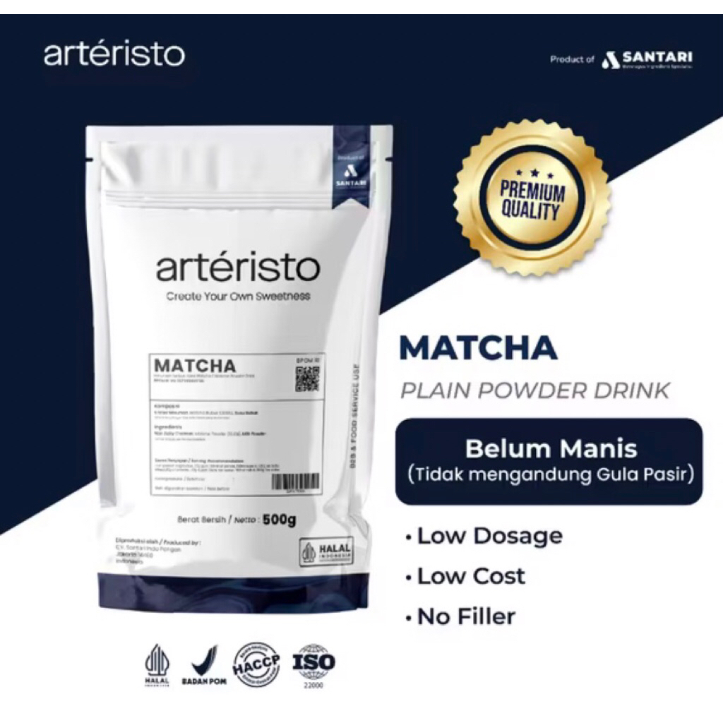 

Arteristo Matcha Premium Bubuk Minuman 500gr-Tanpa Gula/Tidak Manis