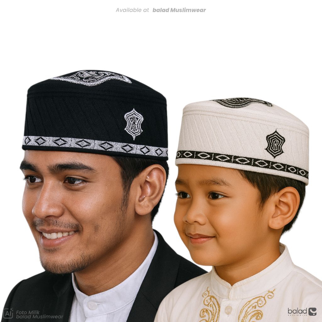 Peci Terompah Kopiah Trompah Songkok Asagofah Terumpah Nabi Malaysia Hitam Putih Bordir Trend Lebara