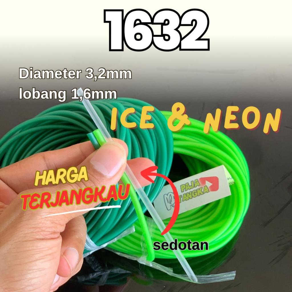 1M Karet 1632 panah ikan ketapel ikan warna lumut dan hijau neon tebal 3,2mm