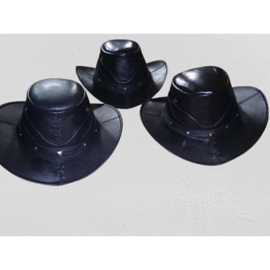 topi kulit Koboy kulit asli