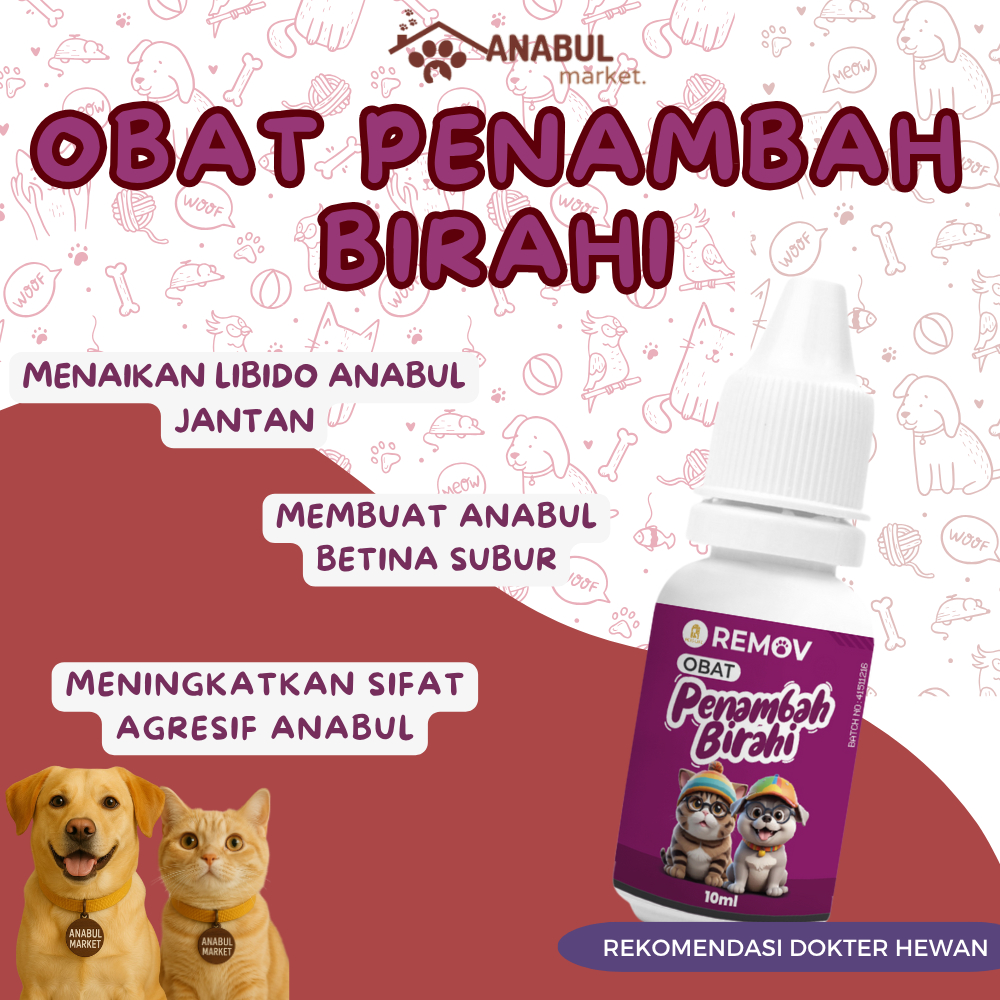 Penambah Birahi Kucing dan Anjing Remov 10 ml Menambah Libido Hewan