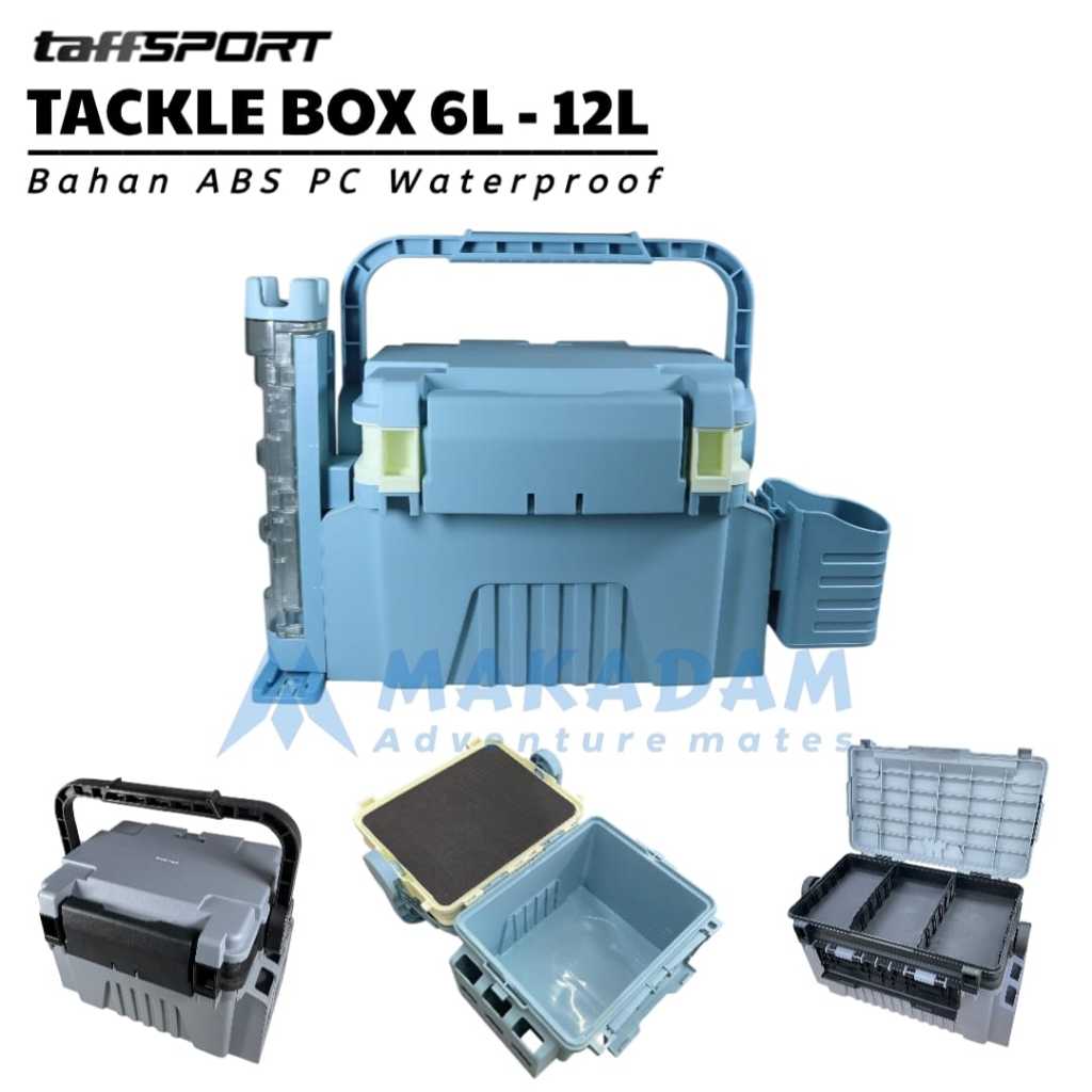 Taffsport Tackle Box Kotak Peralatan Tas Reel Pancing Waterproof 6 dan 12 Liter Kotak Tempat Penyimp