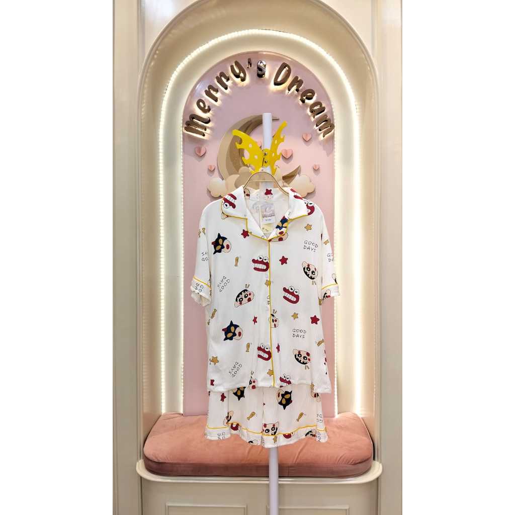 Set Hotpants Piyama Karakter Sinchan | Baju Tidur Wanita Terlaris | Baju Tidur Wanita Kaos Kringkel 