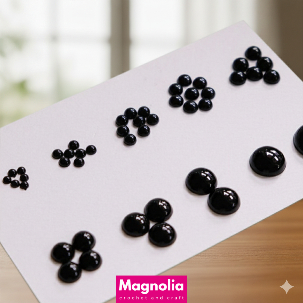 Mata boneka tempel / mata boneka amigurumi 3 mm - 12 mm / bulat dan oval