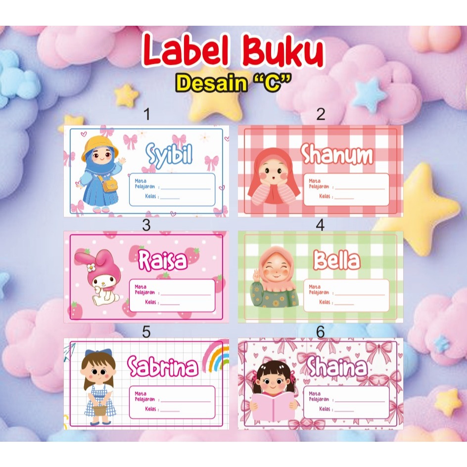 label buku anak isi 15pcs/label buku murah/label buku anak lucu