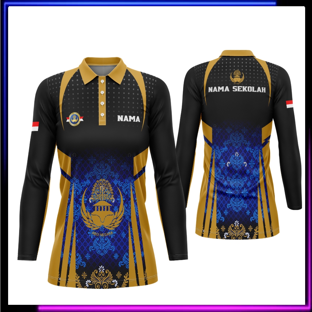 Tunik Batik Korpri / Baju Korpri / Kaos Polo Batik Korpri Wanita lengan panjang / Seragam Korpri PNS