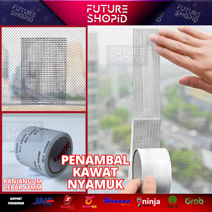 Lakban Penambal Kawat Nyamuk 2m x 48mm Tambalan Jendela Window Repair Tape Fiber Tambal