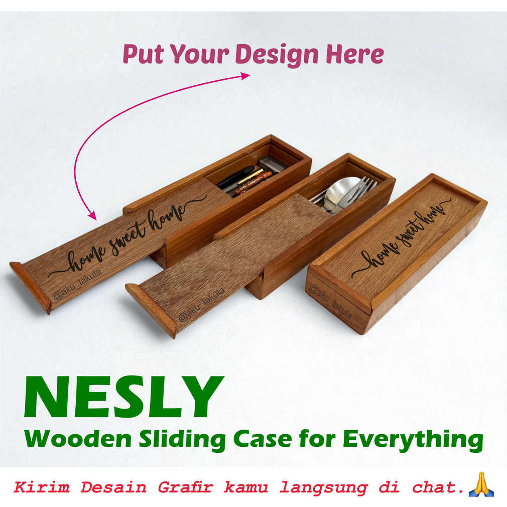 

FREE GRAFIR Kotak Sliding Serbaguna Kayu Mahoni, Kotak Pensil, Kotak Sendok / Sliding Wooden Box - NESLY
