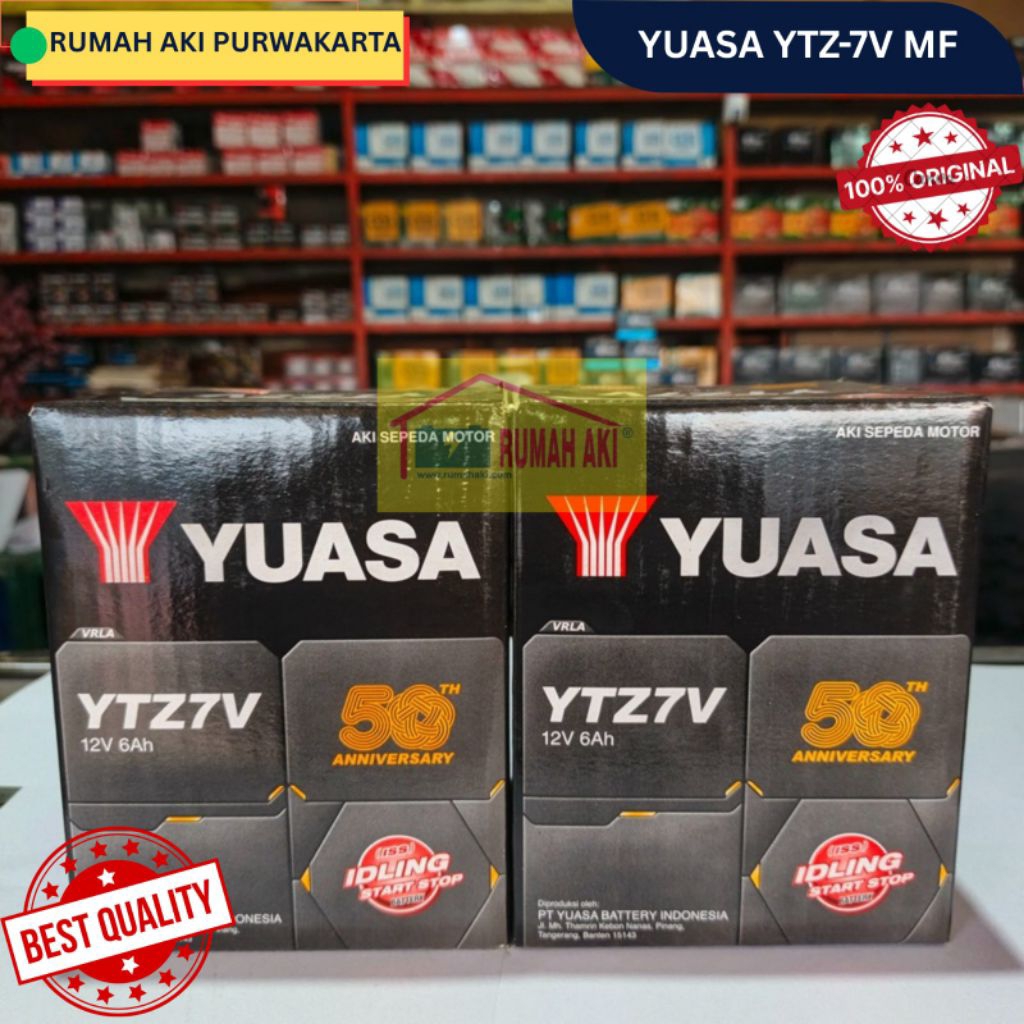 [100% ORIGINAL] Aki Motor YUASA YTZ-7V MF VESPA PIAGGIO LEVI NMAX FREEGO S LEXI ZX - YSMF-YTZ-7V