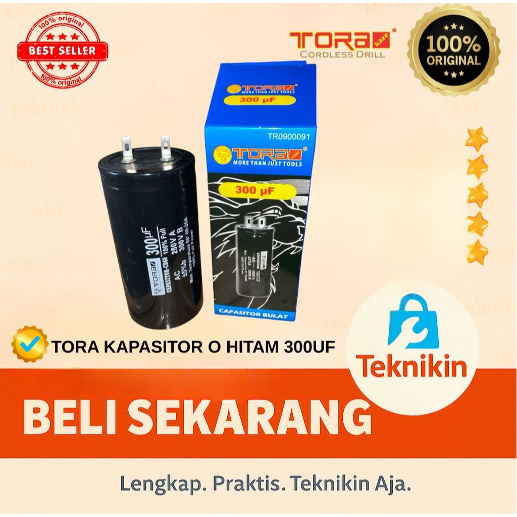 TORA Kapasitor CD60 Bulat Hitam 300 uF - Capasitor CD60 Star Black