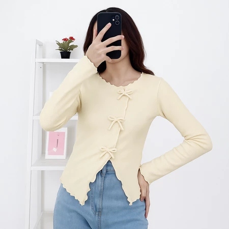 Neta Blouse Knit Top Korean Pita Top -01 blouse knit top korean pita wanita lengan panjang