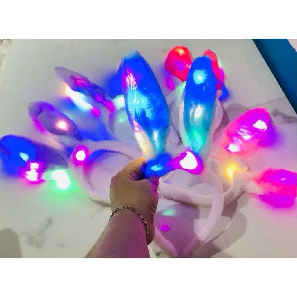 LUSINAN bando bulu kelinci LED,bando bulu kelinci terbaru kelap-kelip (LED) isi 12pcs