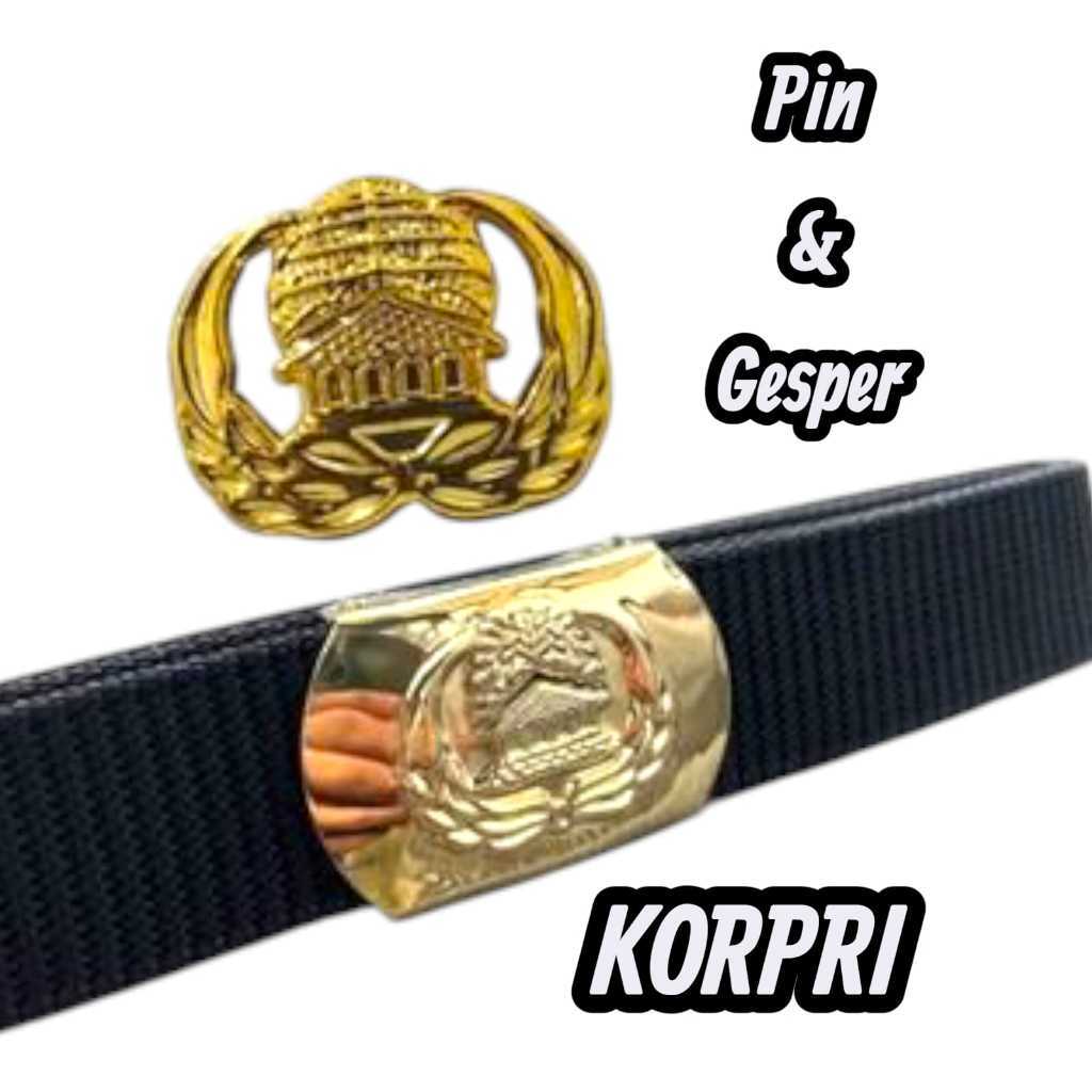 Pin & Gesper Asn Pns Korpri Kuningan Asli Pria Wanita